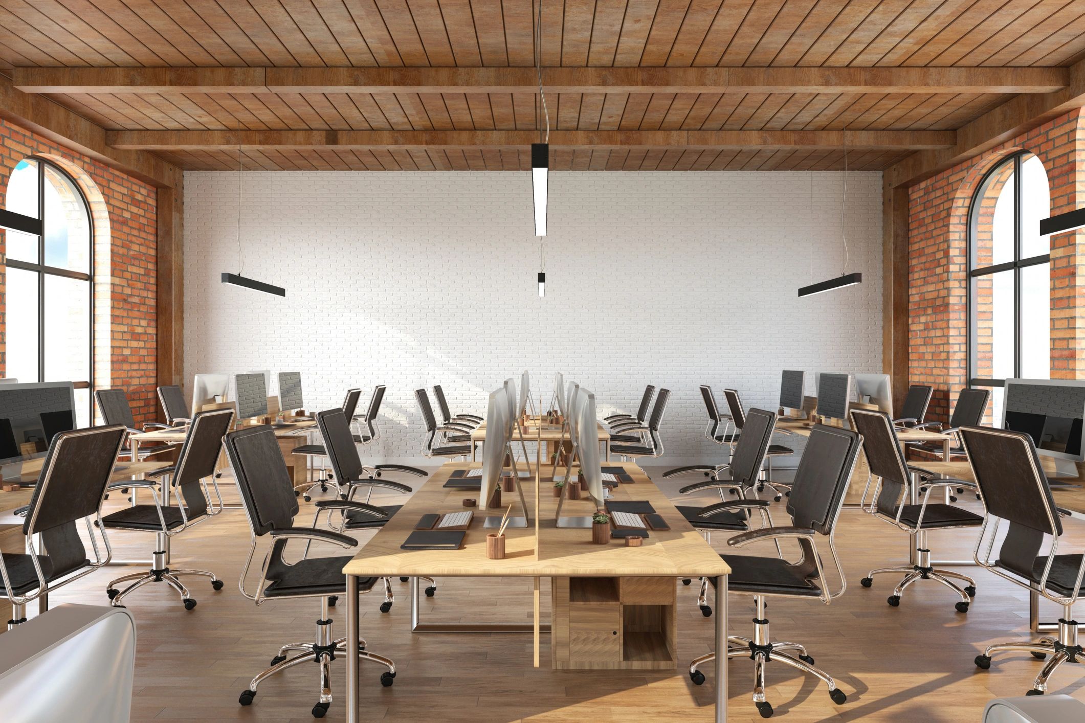 Open plan office interior representing streamlined operations
